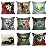 Sugar Skull Cartoon Art Square Pillow Cases 9 Unique Styles