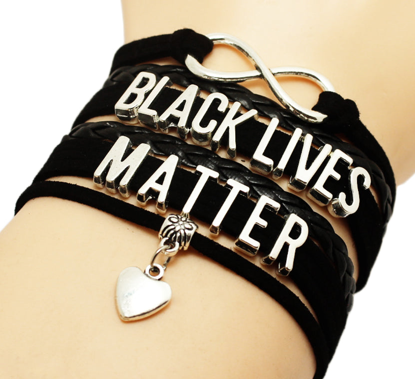 Black Lives Matter Women's Black Leather Wrap Bracelet - Boketto Box