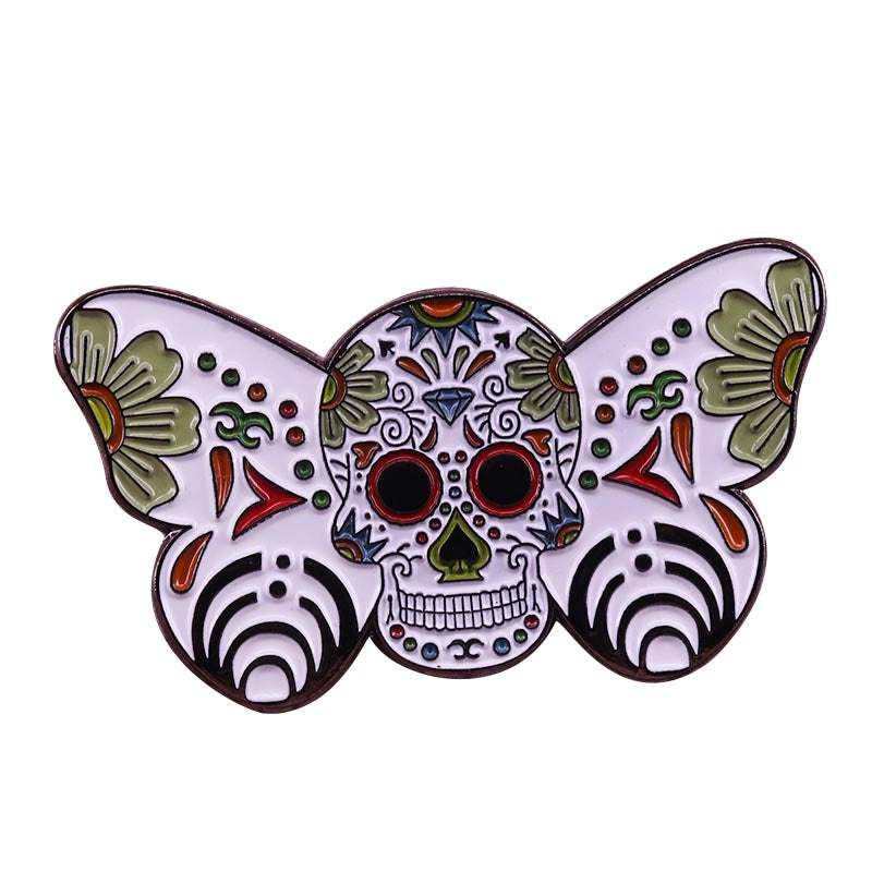 Butterfly Sugar Skull Pin