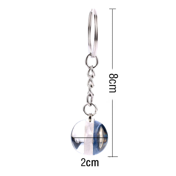 Sugar Skull Glass Ball Split Ring Keychain