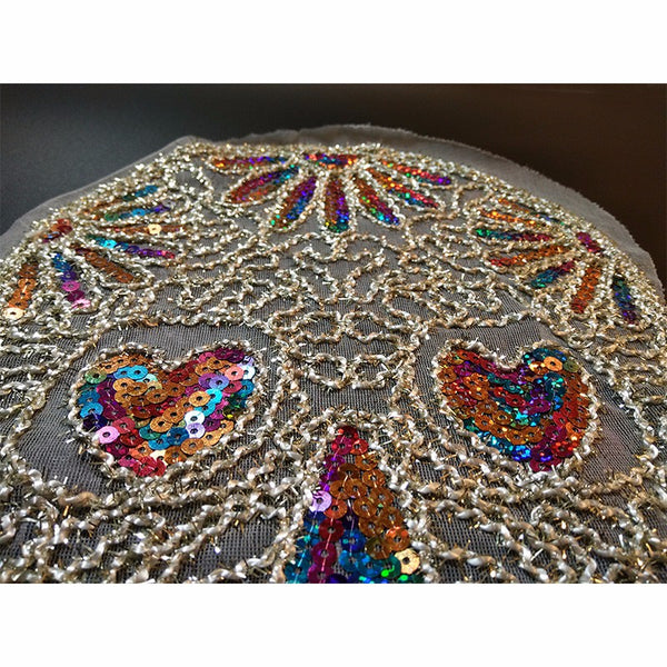 Sugar Skull Lace Sequin Embroidered Patch