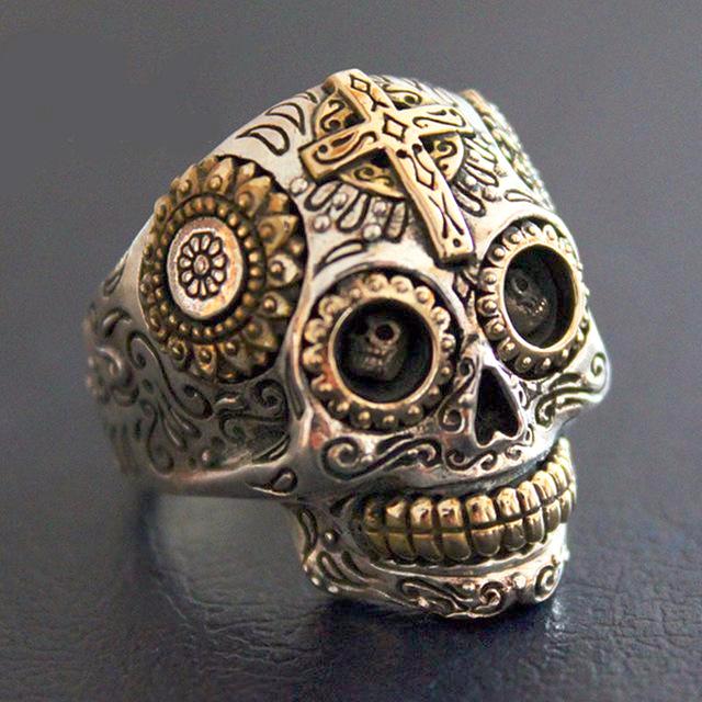 Men's Silver Sugar Skull Ring Boketto Box - Main Image