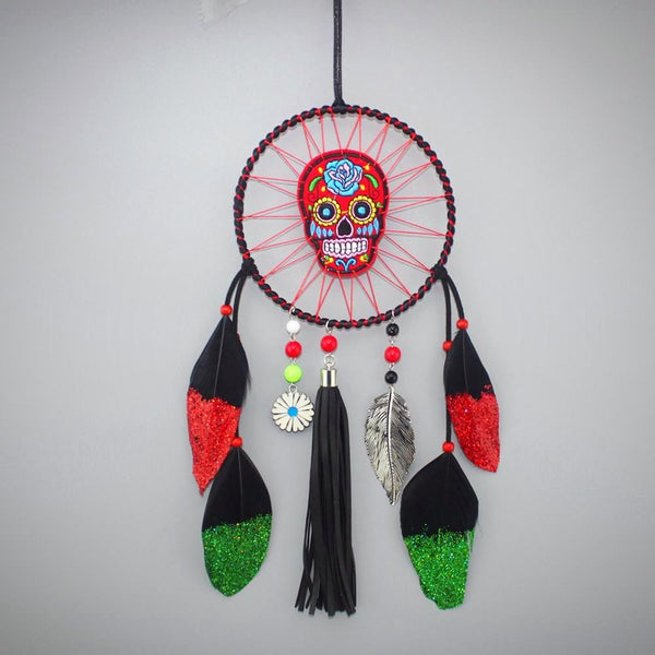 Red Sugar Skull Dreamcatcher Hanging Decoration