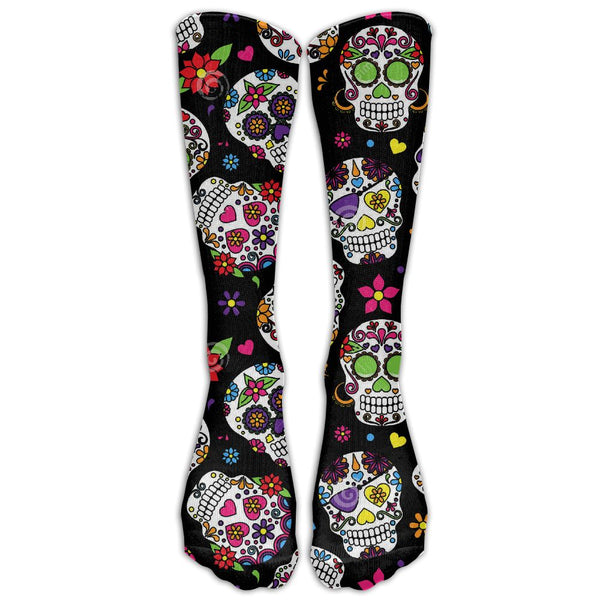 Sugar Skull 3D Printed Fashion Knee Socks in Happy Too