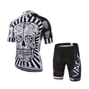 Sugar Skull Back & White Cycling Jersey & Shorts Set