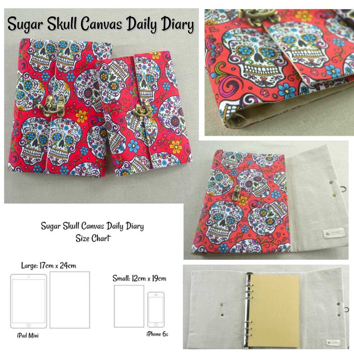 Sugar Skull Canvas Daily Diary Features Hobonichi Style Filofax