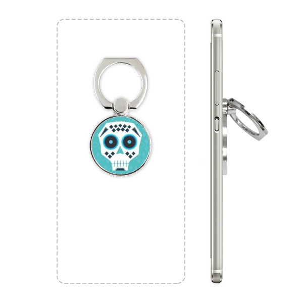 Sugar Skull Cell Phone Ring Stand Blue