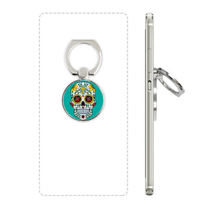 Sugar Skull Cell Phone Ring Stand Gold Cross