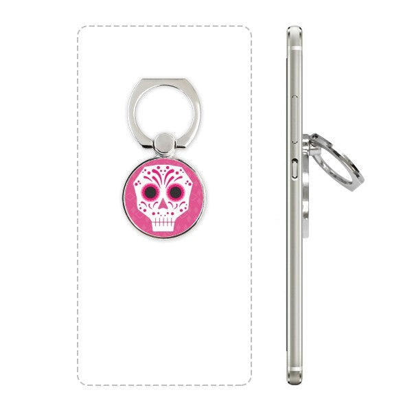 Sugar Skull Cell Phone Ring Stand Pink
