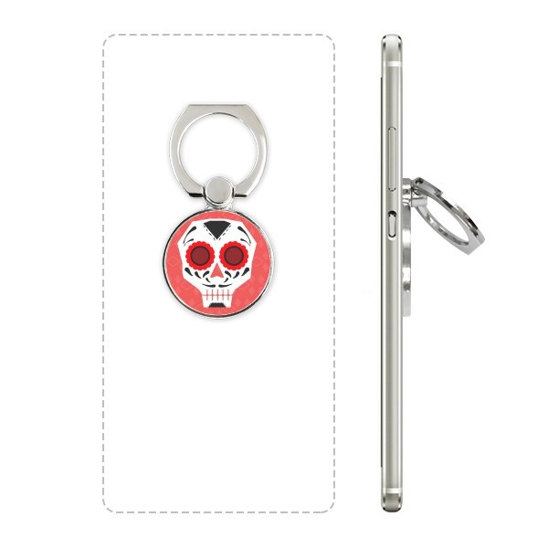 Sugar Skull Cell Phone Ring Stand Red
