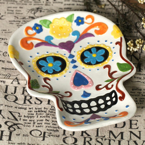 Sugar Skull Ceramic Painted Dish