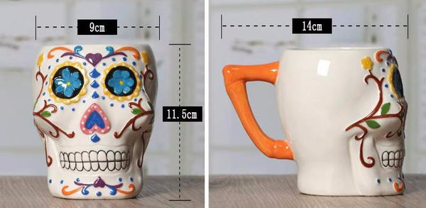 Sugar Skull Ceramic Painted Mug Dimensions