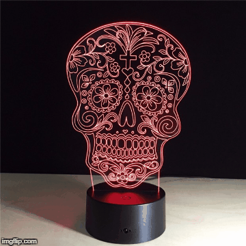 Sugar Skull Color Changing Light Decoration Showing 7 Color Rotate Mode