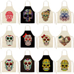 sugar skull printed kitchen cooking aprons