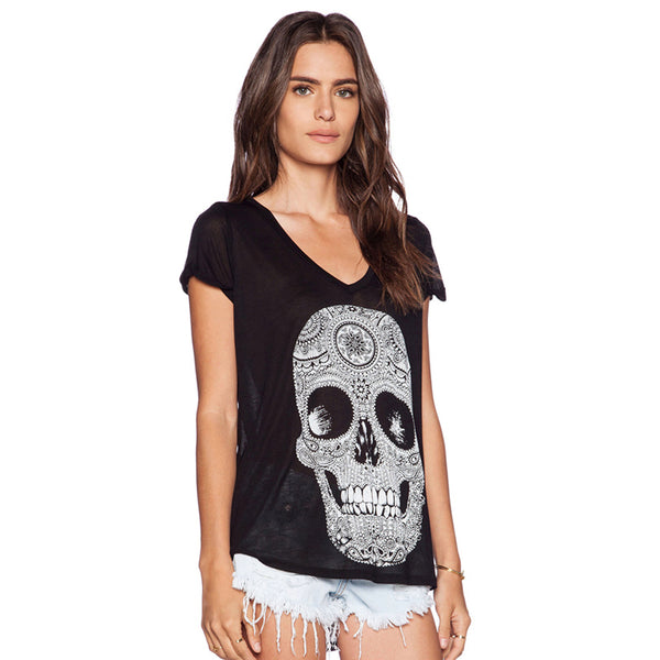 Sugar Skull High-Low Cover Up Tee Black Side View