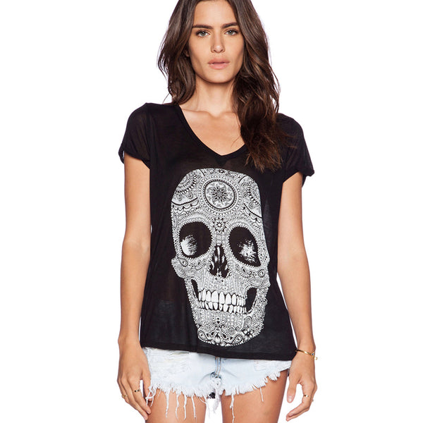 Sugar Skull High-Low Cover Up Tee Black