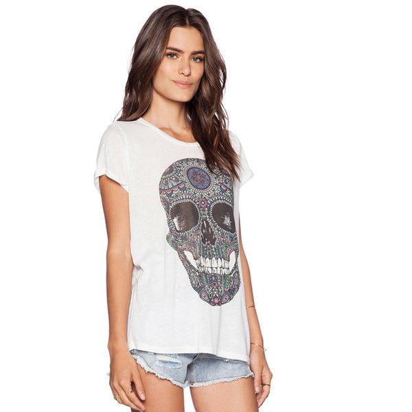 Sugar Skull High-Low Cover Up Tee White Side View
