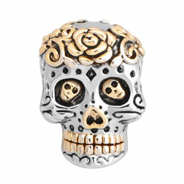 Sugar Skull Lady Fleur Two-Tone Charm Bracelet Bead