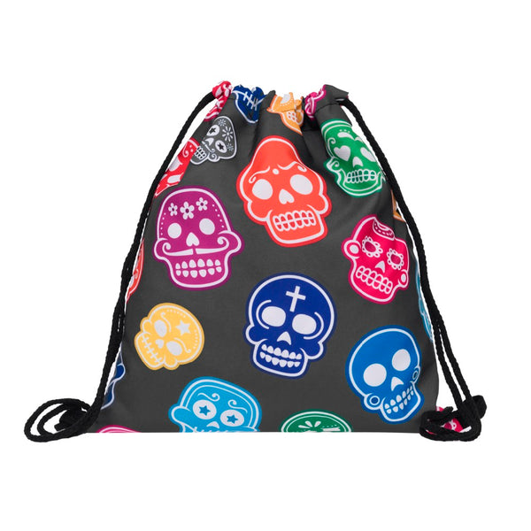 Sugar Skull Multi Colored Faces Drawstring Bag