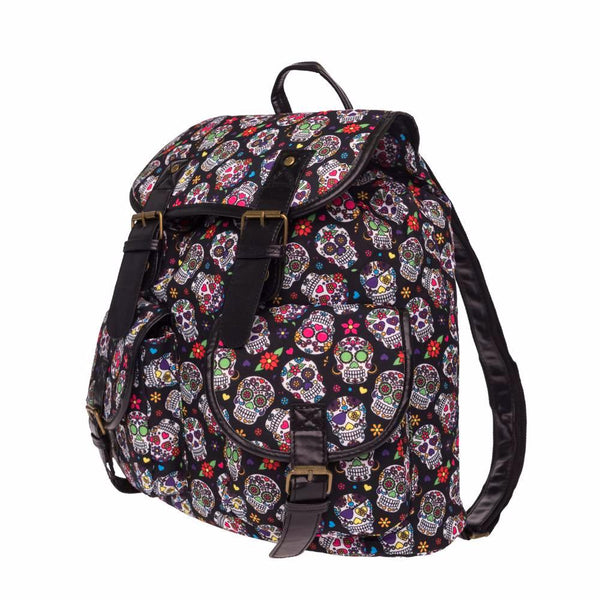 Sugar Skull Slouch Backpack Side View