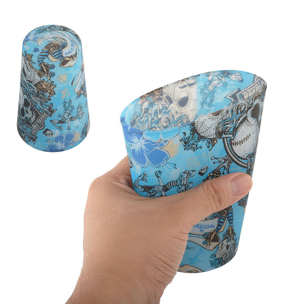 Sugar Skull Unbreakable Silicone Pint Glasses are Flexible in Biker Blue Style