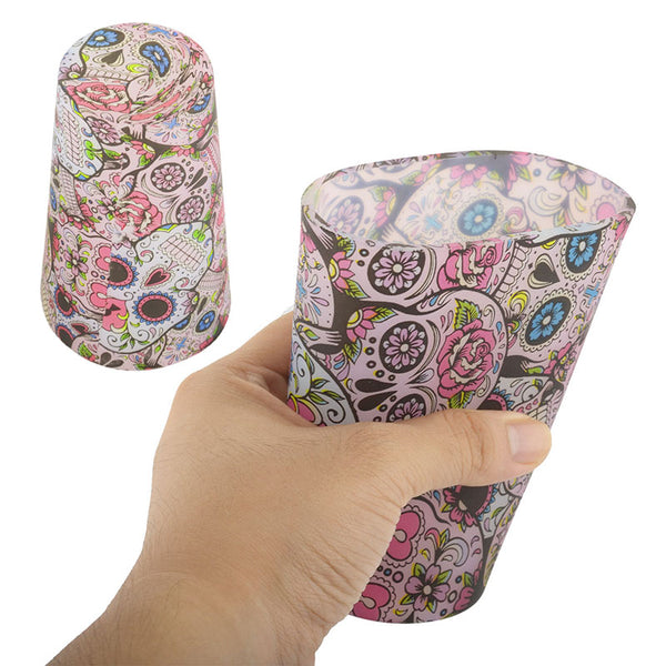 Sugar Skull Unbreakable Silicone Pint Glasses are Flexible in Flowery Pink Style