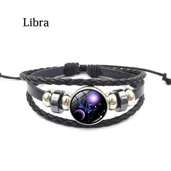 Zodiac Sign Leather Bracelet - Libra