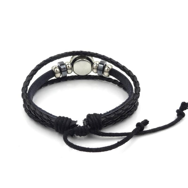 Zodiac Sign Leather Bracelet - Rear
