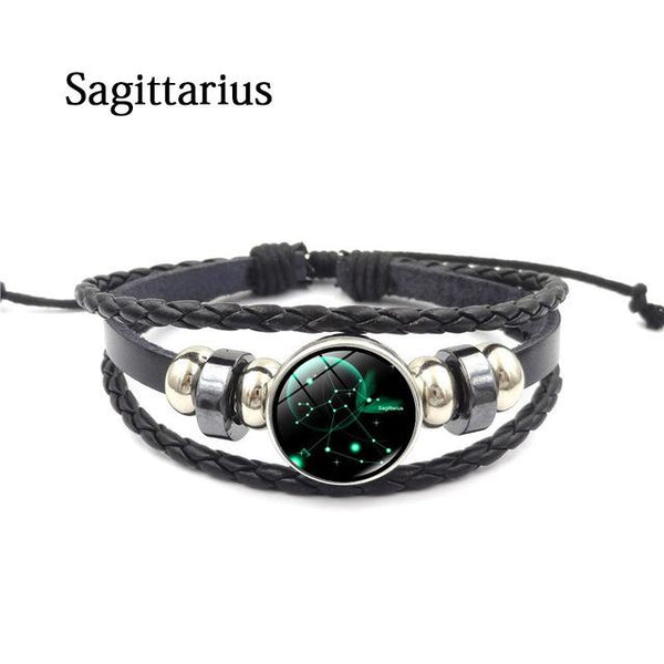 Zodiac Sign Leather Bracelet - Sagittarius