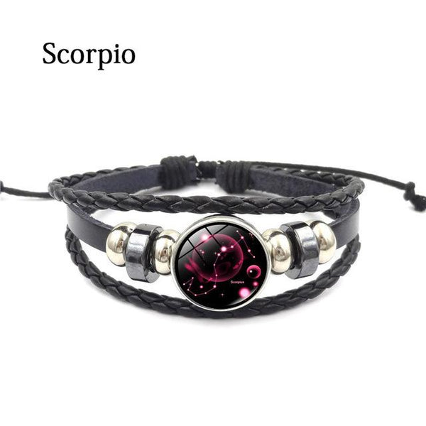 Zodiac Sign Leather Bracelet - Scorpio