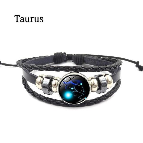 Zodiac Sign Leather Bracelet - Taurus